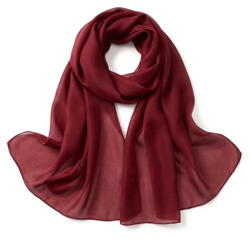 Red Scarf,Head Neck Silk,for Women,Neckerchief,Ladies Scarves Plain Soft Headwrap Girls Headscarf Sheer Wrap Women's Wraps,Crepe Crinkle Stole Shawl,Lightweight for Wedding Party Special Occasions