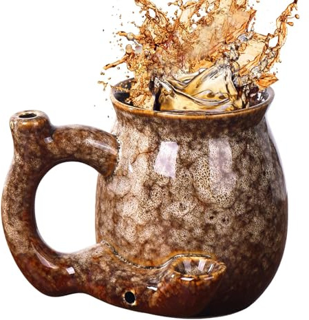 Kaffekopp | 380 ml värmebeständiga ergonomiskt handtag | Keramisk mugg för varm choklad med handtag, rostningstema, | För varm och kall mjölk, vatten g