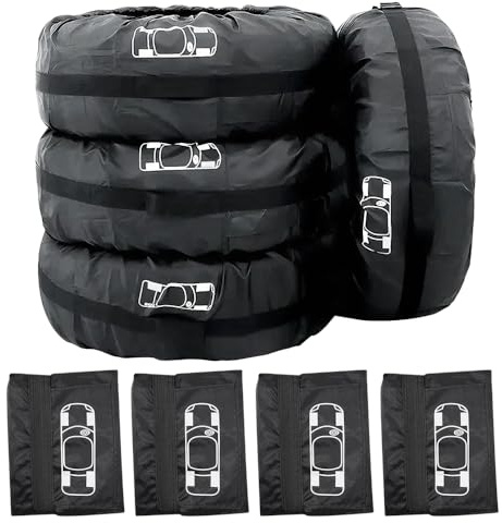 CLIUNT Juego de 4 Bolsas para Neumáticos, 19-23 Pulgadas Fundas para Neumáticos, Impermeables Antipolvo de Polvo para Funda Neumáticos de Coche con Asas para Transporte y Almacenamiento limpios