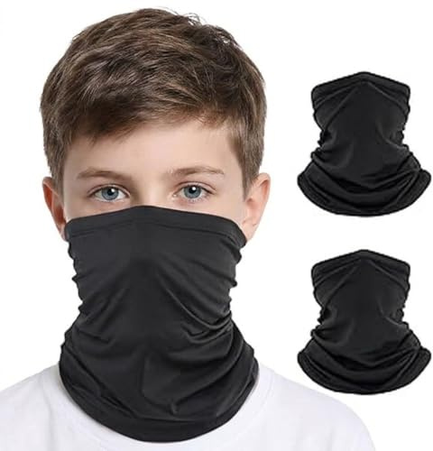 2Pcs Cooling Neck Gaiter for Kids Breatheable Face Cover UV Balaclava | Windproof Snoods, Multifunction Face Mask, Elastic Tube Scarf for Running Cycling Outdoor Sports for Children