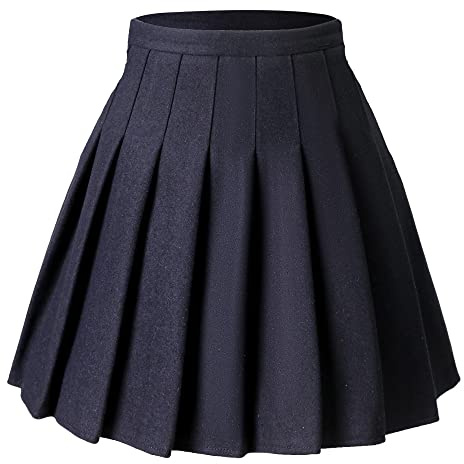 Hoerev Jupe plissée Polyvalente avec Short pour Femme,Pure Marine,42