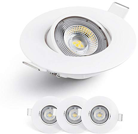 EMOS Faretti LED da Incasso per Cartongesso 5W / 450 Lumen | Faretti LED soffitto da incasso 3000K Luce Bianco caldo | Set di 3 pezzi Spot LED Orientabili a 50°, Rotondi e Ultra Piatti in bianco