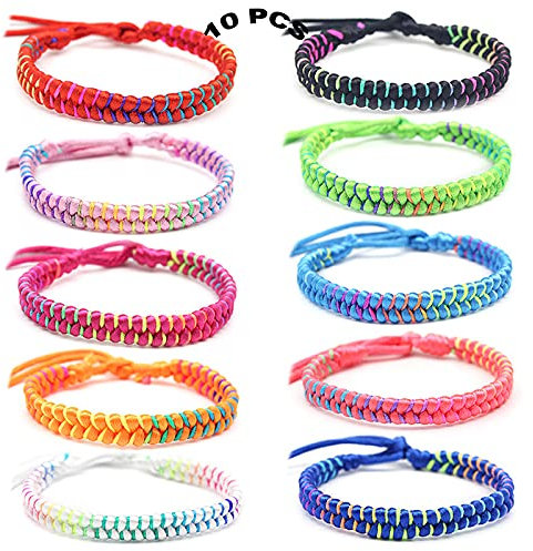 SWRCEYJH Gewebtes Freundschaftsarmband aus Stoff 10 Stück Gewebte Armbänder Set Handgemachte gewebtes Armbänder Bunte geflochtene Armbänders für Handgelenk Fußkettchen Farbmischung