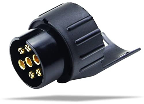 Voarge 7 pin to 13 pin Plug Adapter Converter Trailer Caravan Truck Towbar Socket, Waterproof 12V Adapter Trailer, Black