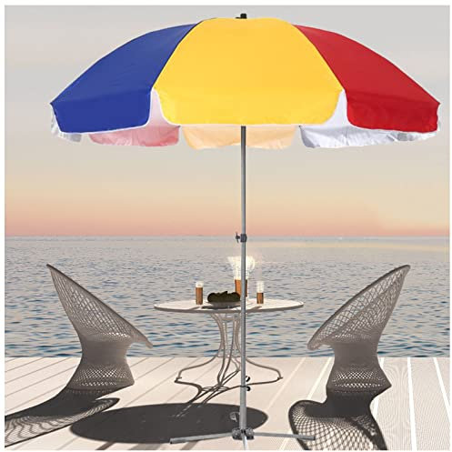 YXW Garten-Sonnenschirm Marktschirm, Verstellbarer Runder Wasserfest Strand-Terrassenschirm Sonnenschutz UV 40+ Mit Karbonstahlstange Für Balkon-Rasen-Pool, Regenbogen (Size : 240cm/8ft)