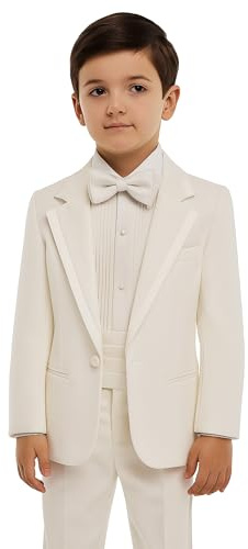 Baby Boys Tuxedo Suit 5 Piece, Ivory, Baptism Communion Set Age 6 Years