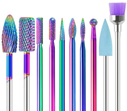 Juego de brocas de uñas, 10 unidades, limas de uñas de carburo de tungsteno quitar gel acrílico cutícula lima de uñas pocas herramientas de barniz de cutículas manicura pedicura salón uso