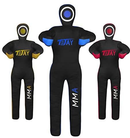 T=JAY Mannequin MMA en Position Debout pour jiu jistu brésilien JJ, Lutte, Judo karaté, Lancer et tétine à soumettre, Non rempli (Noir Bleu, 59 (inches))