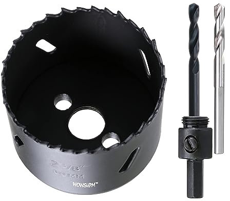 WOWSUPM 60 mm HSS Bi-Metall-Lochsägenschneider mit Dorn, robuste Lochsäge für Holz, Metall, PVC, Trockenbau, Aluminium