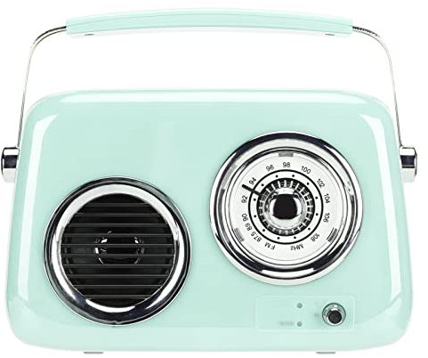 Haut-Parleur Bluetooth Radio Rétro Vintage Portable, Style Ancien HiFi Stéréo, Batterie 1500 MAh pour Voyage, Maison, Plage, Cuisine (Menthe Verte)