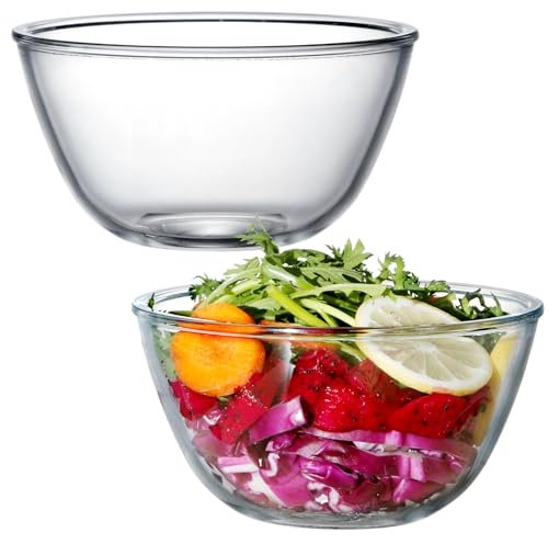 NUTRIUPS 2 Stück Glasschalen im Set 15.5cm Glasschüssel 1L Salatschüssel Glas Dessertschalen Glas, Vorspeise Glasschale