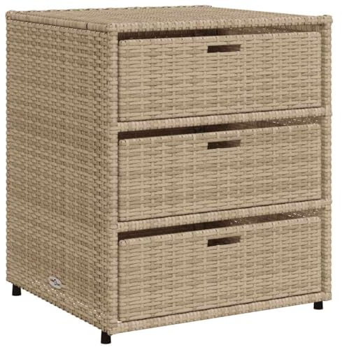 vidaXL Armoire de Rangement de Jardin Beige 55x59x69 cm résine tressée