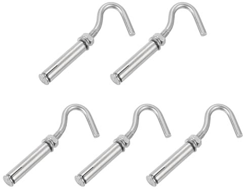 QUARKZMAN 5uds M6 304 Inoxidable Acero Expansión Gancho Estándar Abierta Copa Expansión Perno Tornillo Concreto Gancho para Pared Techo Concreto Mampostería