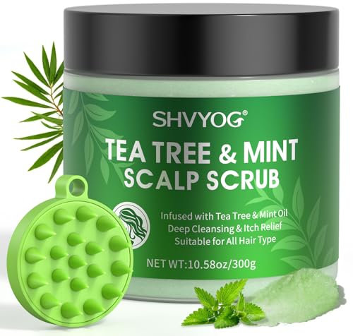 Exfoliante Para el Cuero Cabelludo, Exfoliante Con Aceite de Árbol de Té y Menta, Champú Limpiador y Nutritivo Para el Cuero Cabelludo, Control De la Grasa, Prevención de La Caída Del Cabello, 300 g