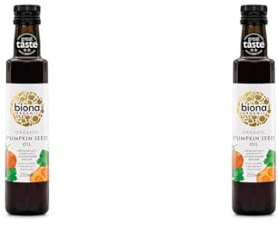 Biona Organic Pumpkin Seed Oil 250 ml - Great Taste Award 2024 Winner - Cold Pressed from Organic Pumpkin Kernels - Versatile for Salads, Soups, drizzling - Dairy Free & Vegan (Pack of 2)