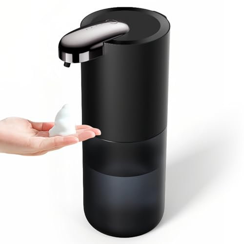 WIYETY Dispenser di sapone automatico, 380 ml, erogatore di sapone elettrico, regolabile in 4 livelli, dispenser di sapone in schiuma No Touch, IPX5, impermeabile, per cucina, bagno, ricarica USB-C