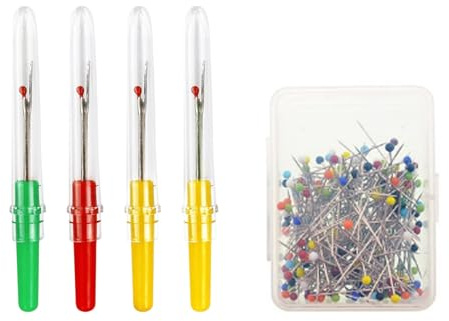 4 piezas Separador de costura, descosedor de costura, costuras y quitahilos, con 50 pines colores, separador de hilos profesional, con funda protectora para abrir costuras y dobladillos, hilo coser