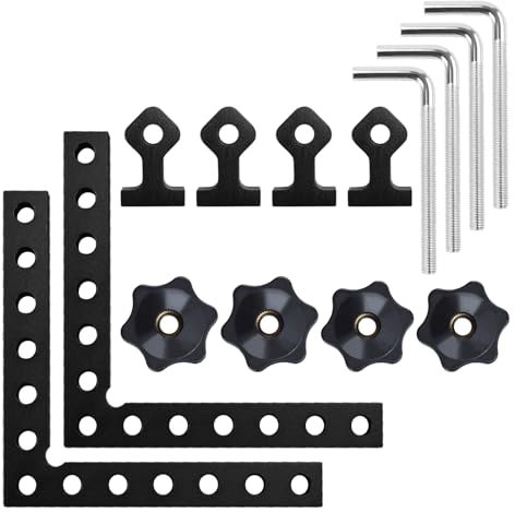 LYFJXX 2 Packs 90 Degree Right Angle Positioning Square Clamp, 14cm/5.5 in Aluminum Alloy Square Clamps for Woodworking Cabinet Drawer Picture Frame