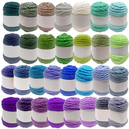 Yayatty 30 Colore Filato Acrilica, 30 x 15g Filo Filato Crochet Yarn, Lana di Cotone Colorata, Cotone per Uncinetto per Uncinetto Maglieria Crochet Artigianato Fai da Te