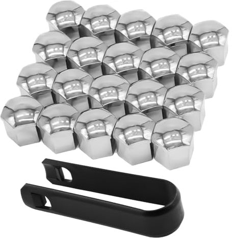 Tweozhui 20 Pezzi Copri bulloni Auto, Tappi Bulloni Ruote, Copridadi per Ruote, Tappi Antipolvere Cromati Esagonali, Copridadi Protettivi con Sistema Antifurto, Ideali per Tutti i Tipi di Auto