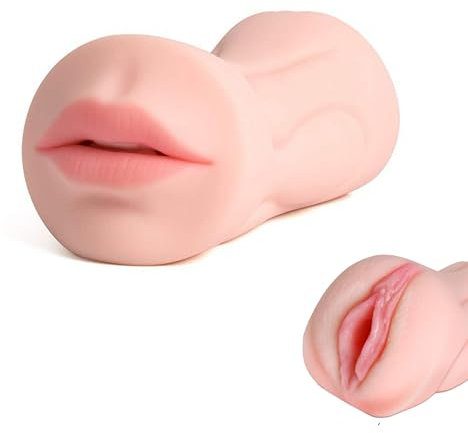 Pocket Pussy Male Masturbator Blowjob Stroker Toy, Realistic Mouth and Tight Vagina Adult Oral Sex Toys for Men, Lifelike Texture Sex Doll Deep Throat Masterbator with 2 Penis Rings Stimulation