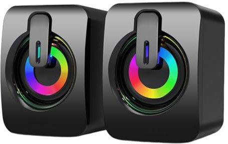 Altoparlanti cablati per PC – Scatola audio compatta, coppia di altoparlanti multimediali, dispositivo stereo, audio per uso desktop, installazione da tavolo, supporto TV, audio -W