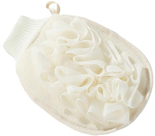 Veemoon Exfoliating Shower Mitt for Bathing with Double-sided Flax Material, Body Scrubbing Glove for Exfoliating Treatments and Versatile Use in Shower