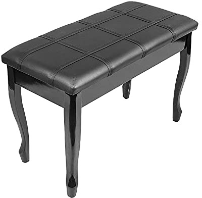 Pianopall i trä, pianobänk, pianopall med förvaring, förtjockad PU-kudde, för hem, skola, konsertsal, storlek: 76 x 35 x 49 cm, svart-B, svart-A,Black-A