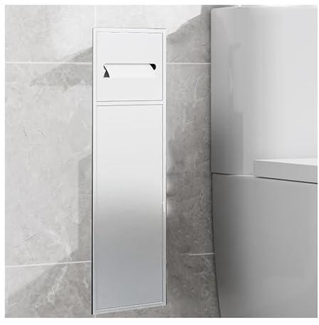 Stainless Steel Embedded Alcove - Multifunctional Bathroom Organizer for Toiletries & Trash Can - (86x30x14CM)(Black)