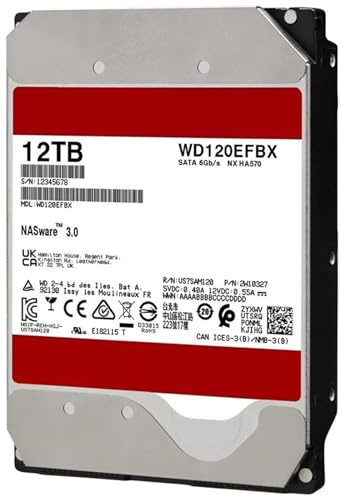 YJCEBGPED Disco rigido interno HDD Nas da 12TB Disco rigido interno SATAIII da 3,5 HD 7200RPM 6Gb/s for registratore CCTV DVR NVR OEM WD120EFBX