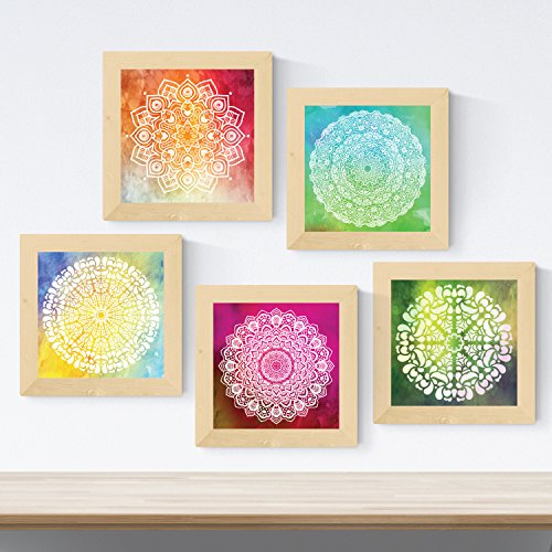 Nacnic Pack de 5 láminas con imágenes de Mandalas MOTIVACION. Posters Cuadrados con Mandalas. Decoración de hogar. Llena tu casa de espiritualidad con Nuestros diseños