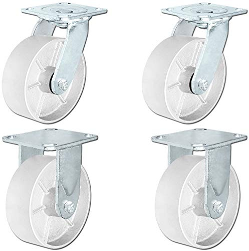 CasterHQ - 6 x 2 Semi-Steel Wheel Casters | Set of 4 Casters 2 Swivel and 2 Fixed Casters | 1,200 lbs Per Caster - 4,800 lbs Capacity Per Set of 4 | (4 Pack) Great for Tool Boxes