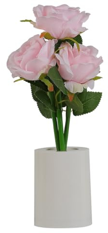 Fiorky Batteridriven Simulering Blomma Dekorativ Skrivbordslampa Kinesisk Rose Formad Skrivbordslampa 3 Head LED Simulering Rose Flower Light för Sovrum Vardagsrum (Rosa)