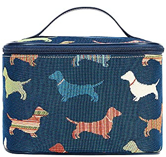 Signare Tapisserie Tapisserie Porte Maquillage Voyage Sac Maquillage Trousse Maquillage Sac Beauté Case Femme avec Dessins de Jardin, teckel, Taglia Unica