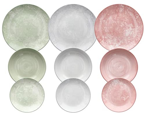 Tognana Petra, Servizio Piatti per 6 persone, 18 Pezzi, Porcellana, Multicolore