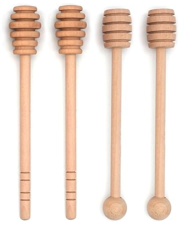 4PCS 6 inch Honey Dipper Sticks Honey Spoon, Wooden Honey Mixing Stirrer Honey Comb Stick, Honey Wand for Honey Jar Dispense Drizzle Honey Wedding Party