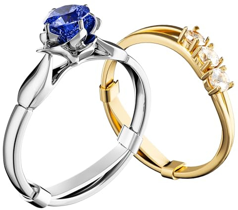 ELETIUO Lot de 12 protège-bagues en métal garnis invisibles pour bagues lâches, baguier, pour homme et femme, doré + argent