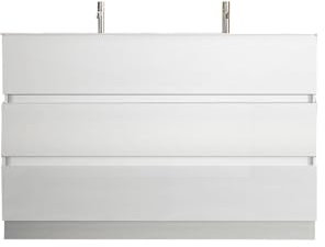 Web Convenienza Mobile Bagno con Cassetti Moderno - Mobile + Lavandino - Colore Bianco Lucido - Bagno a terra (doppia vasca) 3 cassetti - 120 cm