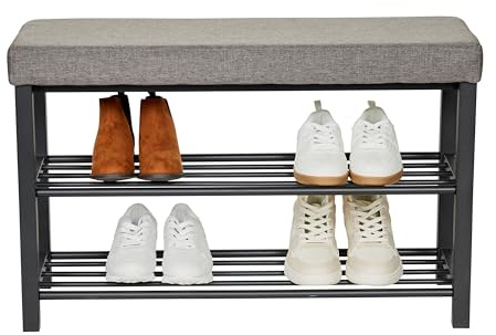 LOVE IT STORE IT Loft Panca Scarpiera Ingresso - Scarpiera con Panca e 2 Ripiani - Facile da Montare - Nero/antracite - 80x31x50 cm