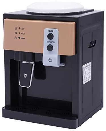 Dispensador de Agua eléctrico de 550 W, dispensador de Agua Caliente y fría de 220 V, con Dos Salidas, Soporte Universal para Cubos de 3,5 L, 5 L, 10 L y 18 L, para casa, Oficina (Marrón)