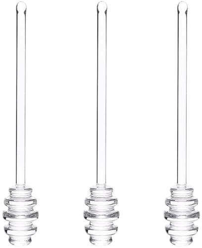 3 cucharas de cristal para jarabe de mermelada de miel, varita agitadora de miel, cuchara de llovizna, barra agitadora de miel
