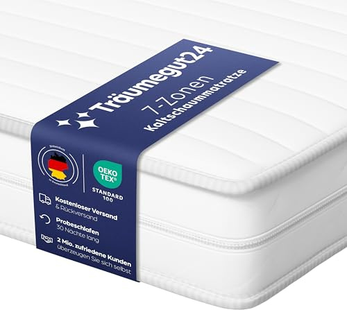Träumegut24 AquaFlex 7-Zonen Matratze 80x200 cm | H2&H3 | Ergonomische Kaltschaummatratze | Hypoallergen & Antibakteriell | Bezug abnehmbar & waschbar | Oeko-TEX® | (19cm, 80 x 200 cm)