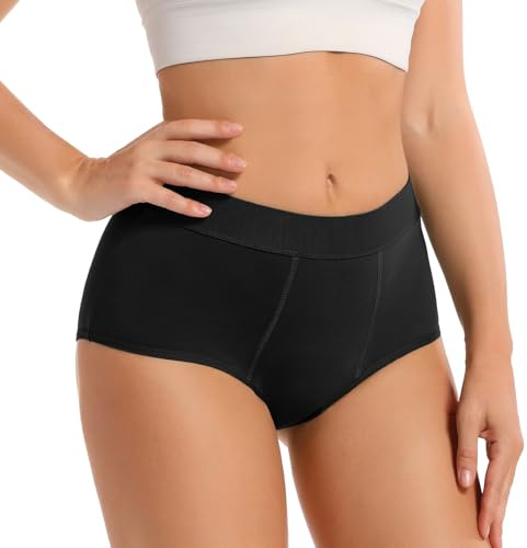 Washable Incontinence Pants Women, Lady Dry Leakproof Underwear for Women 3X Protection for Light Leaks Incontinence Adult Protective Briefs, Dry and Secure with Odour Control (Black, L, Count, 1)
