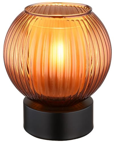 LED Tischleuchte Retro Tischlampe Schlafzimmerleuchte Glas Kugel bronze, 7W 806Lm warmweiß, DxH 15x17 cm