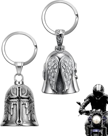 ZEXIJOW 2 Piezas Llavero Moto Campana Guardiana,Personalizado,Campana Motera de La Suerte,Anillo Colgante,Motocicletas,Vehículos Eléctricos,Bicicletas,Coches,Amuleto de Protección y Buena Suerte