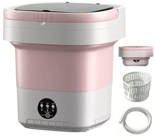 GXLBDK Tragbare Mini-Waschmaschine, Tiefenreinigungs-Faltwaschmaschine, Kleine Waschmaschine Für Babykleidung, Wohnung, Schlafsaal(Size:Capacity 7L,Color:Pink)