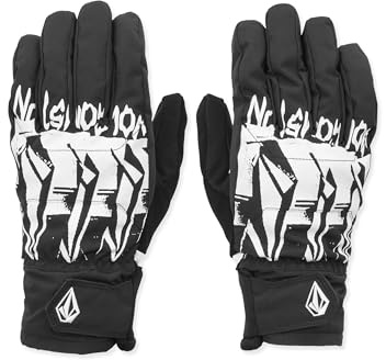 Volcom Men's Nyle Snowboard Gloves – Waterproof Insulated Gloves Silicone Grip Palm, Black Print, Large