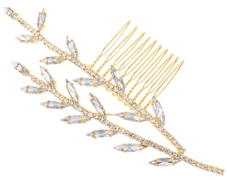 BELLIFFY Boda Dorada Gemas de Imitación para Mujer, Diseño Elegante y Estructura Multi-dientes, Estabilidad y Comodidad para Ocasiones Obsequios