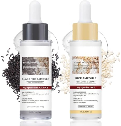 2PCS Siero Coreano Esfoliante al Riso Bianco & Nero, Delicato Viso Peeling