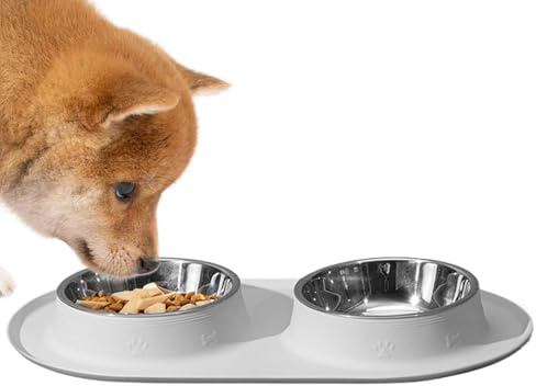 Ciotole per Cani con Tappetino - Tappetino Per Animali Con 2 Ciotole - Da Cucciolo Con Sottopiatto - A Casa in Hotel in Cucina nell'Appartamento nel Soggiorno sul Balcone da Viaggio nel Patio
